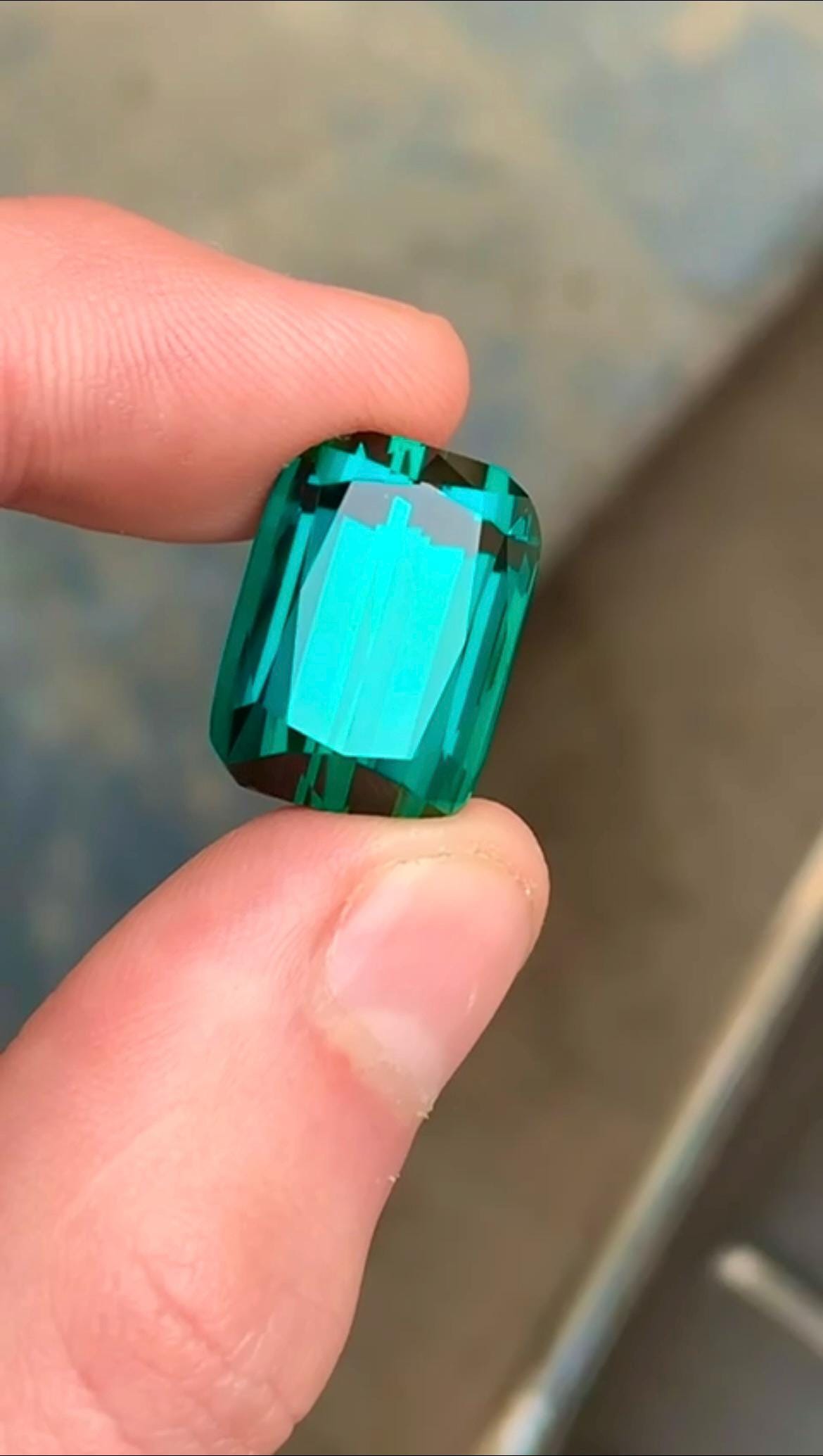 Bluish Green Tourmaline 27 Gemstone in Cushion Cut from Afghanistan