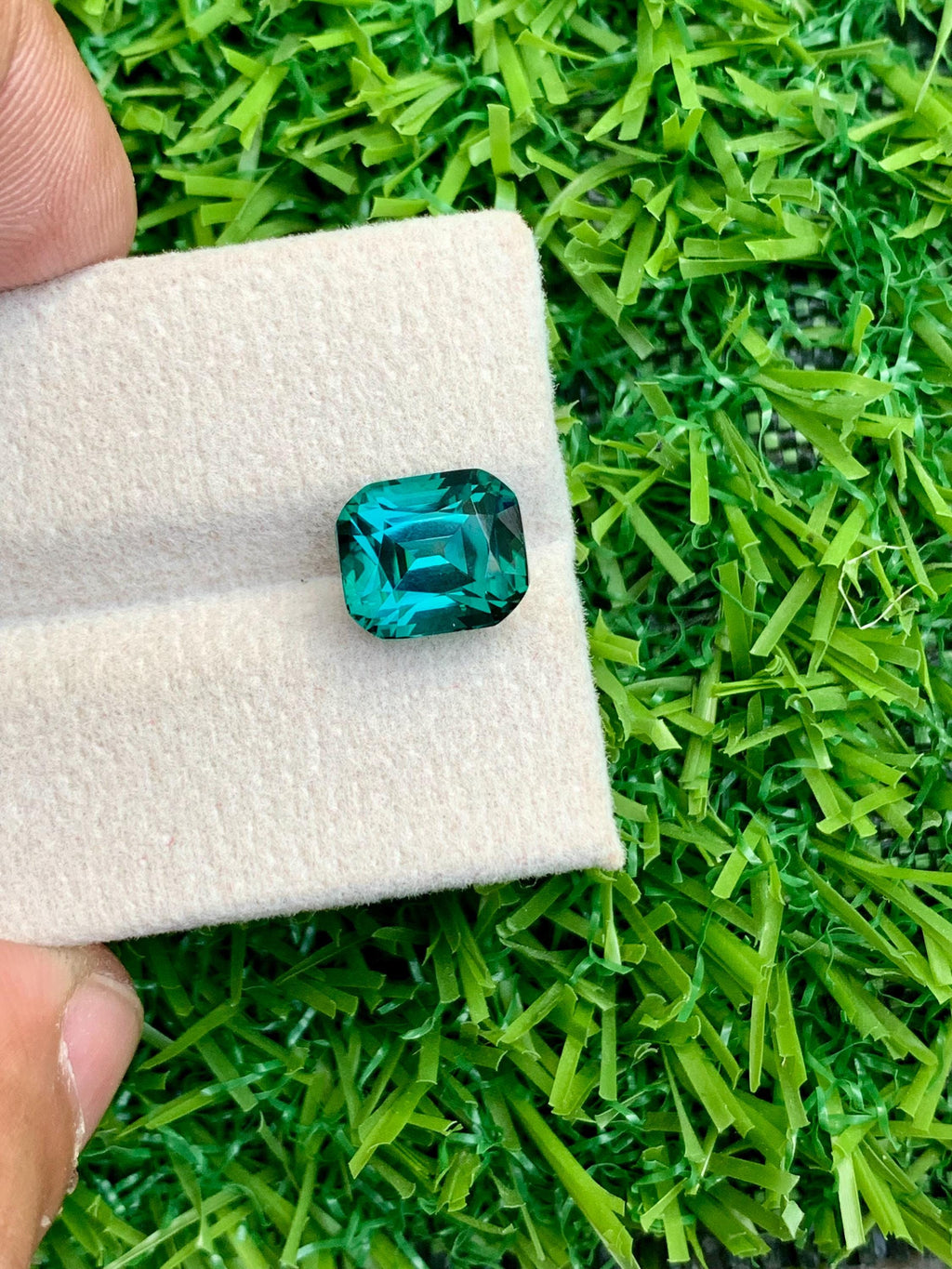 3.75 CT Lagoon Tourmaline Gemstone: Cushion Cut, VVS Clarity