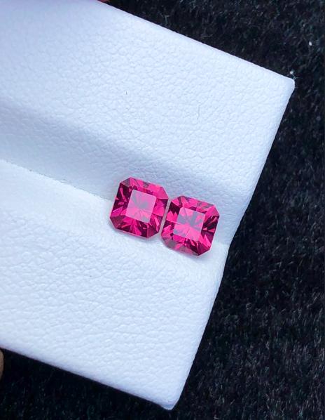 Malaya Garnet 1.50ct Pair Octagonal Radiant Cut Purple Pink Precision Matched Loose Gemstones