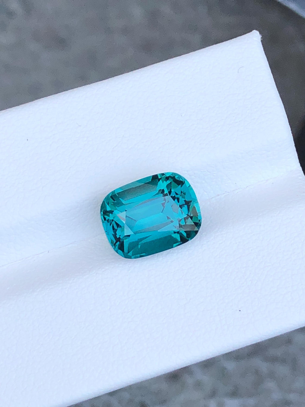 Gem Quality Lagoon Blue Tourmaline Gemstone: Cushion Cut October Birthstone, 5.20 CT