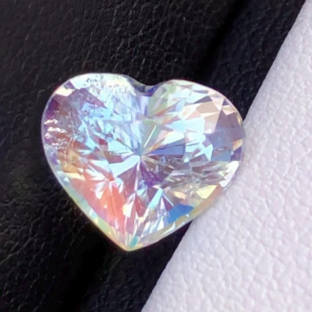 Rainbow Moonstone 3.65 Carat Heart Cut 10x8mm Gemstone from Madagascar