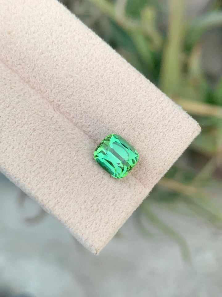 Natural Bluish Green Tourmaline Gemstone: Cushion Cut, 2.55 CT