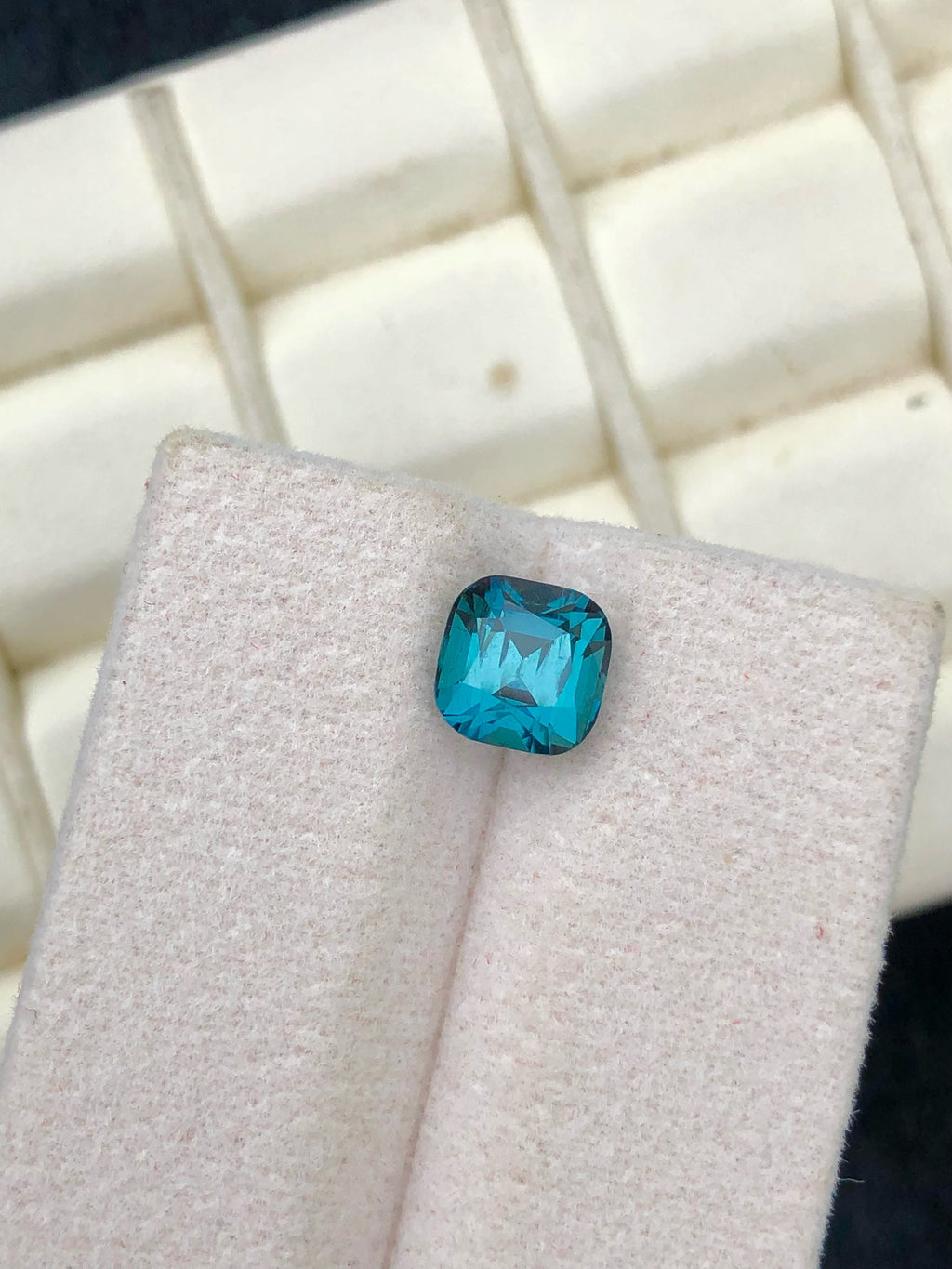 Lagoon Blue Tourmaline Stone: 1.85 CT Faceted Cushion Gemstone