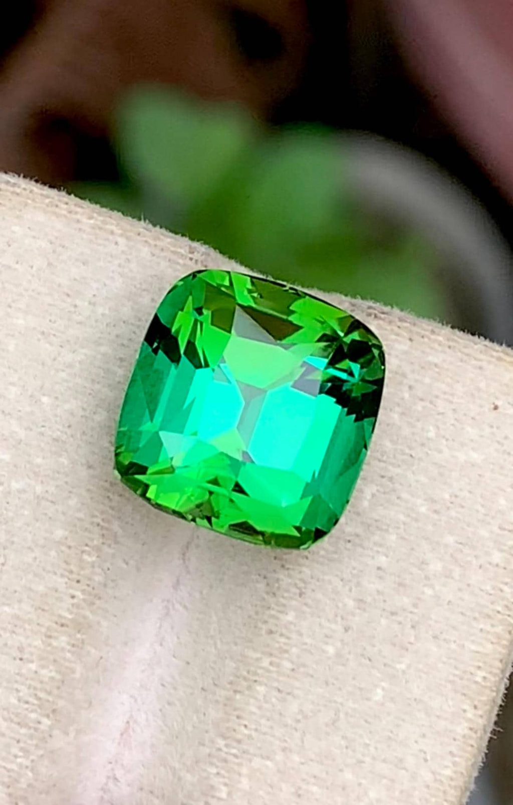 Bluish Green Tourmaline 10 Carat cushion Cut Loose Gemstone
