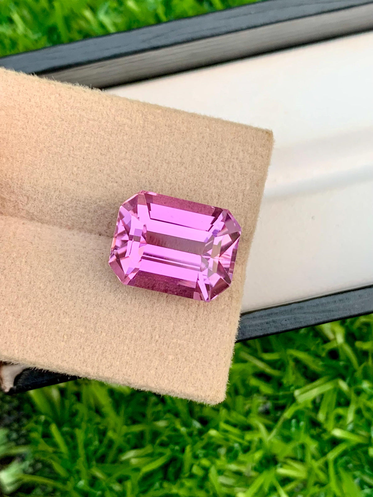11.95ct Pink Kunzite Gemstone: Emerald Cut Afghan Spodumene