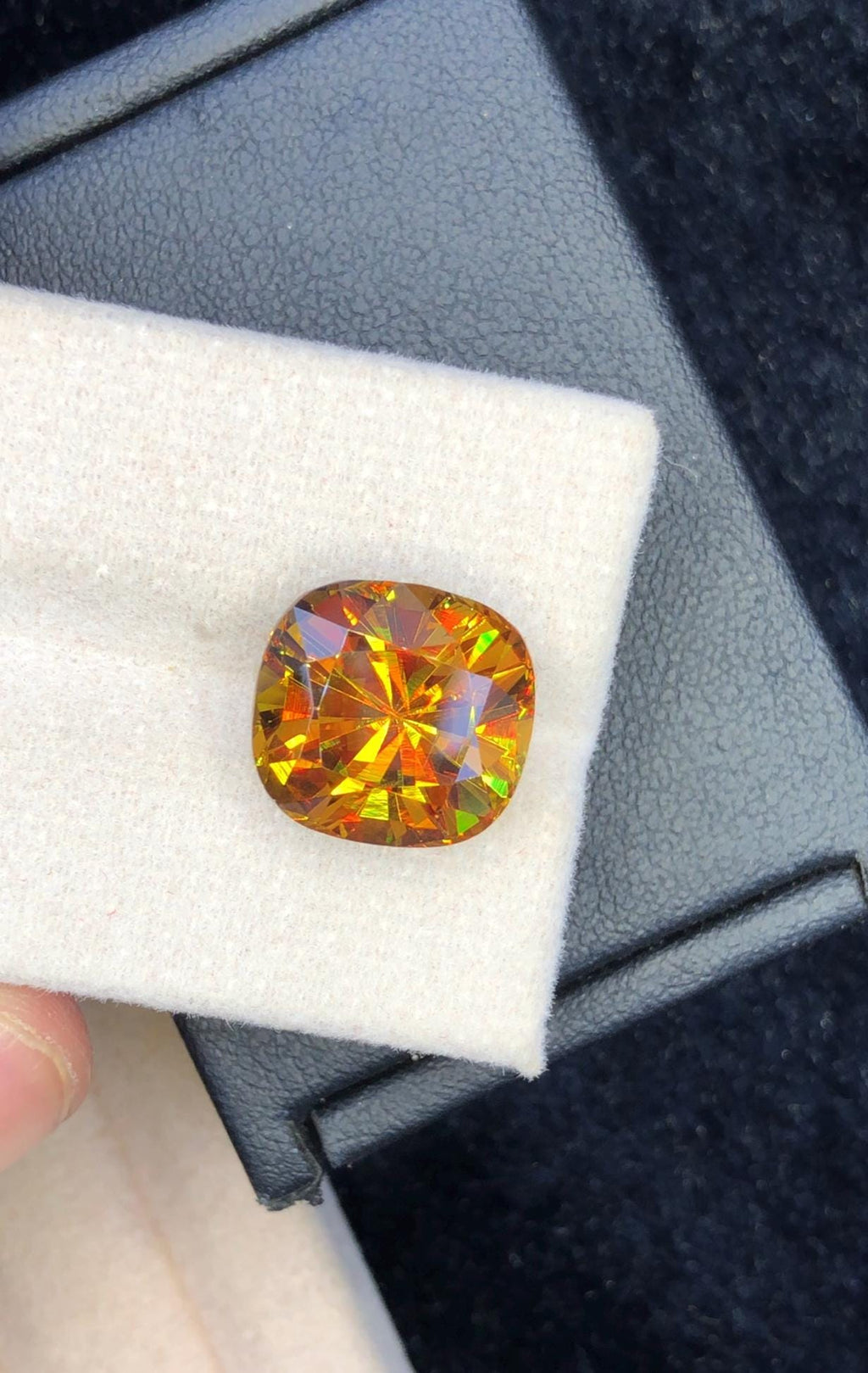 Cushion Cut Sphene Gemstone: 10.05 Carat AAA Grade Fire Stone