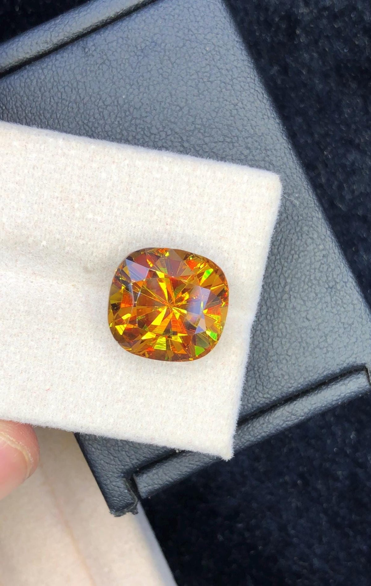 Cushion Cut Sphene Gemstone: 10.05 Carat AAA Grade Fire Stone