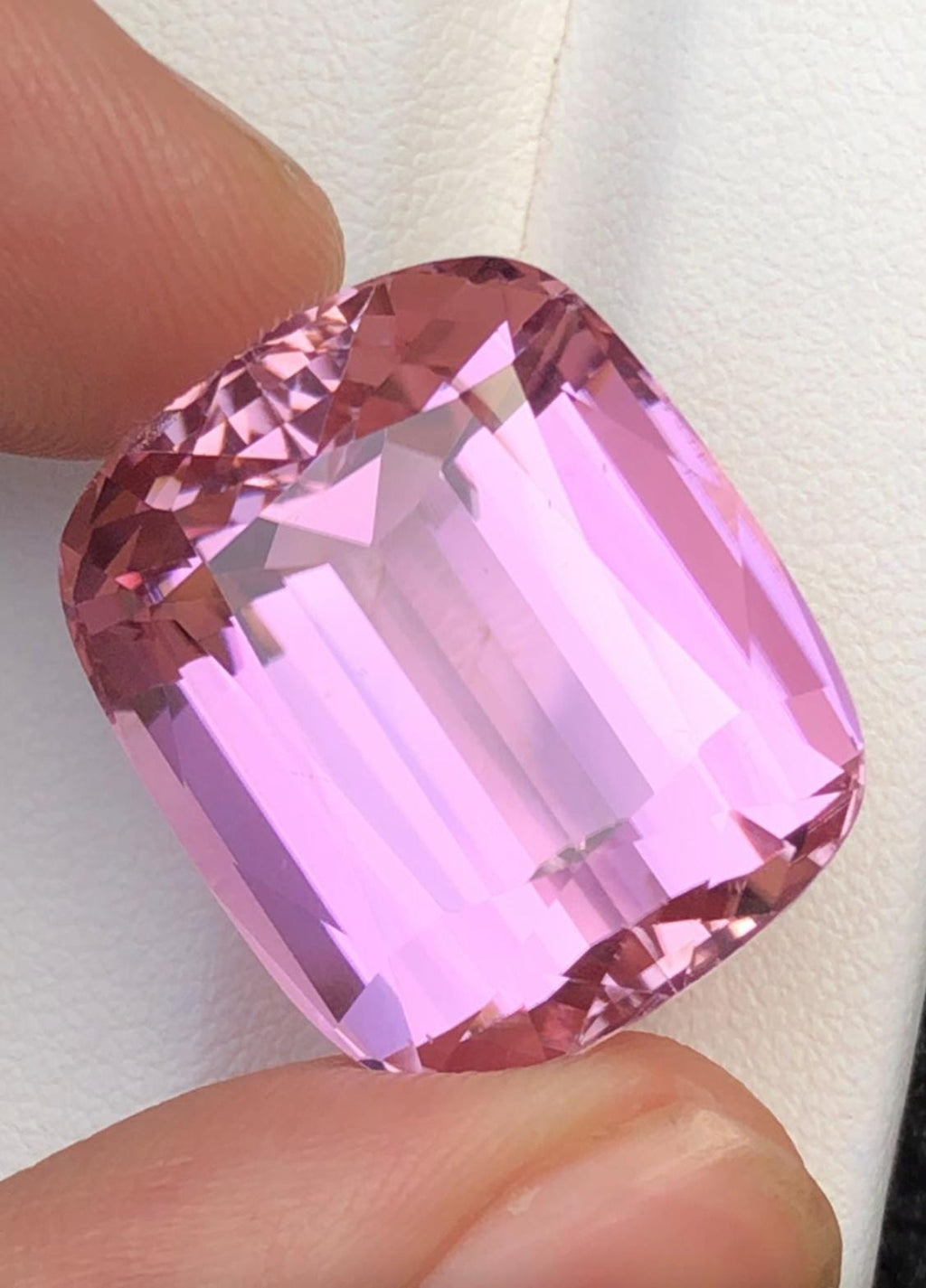 Pink Kunzite Gemstone: 41.70 carat Faceted Cushion Cut from Afghanistan