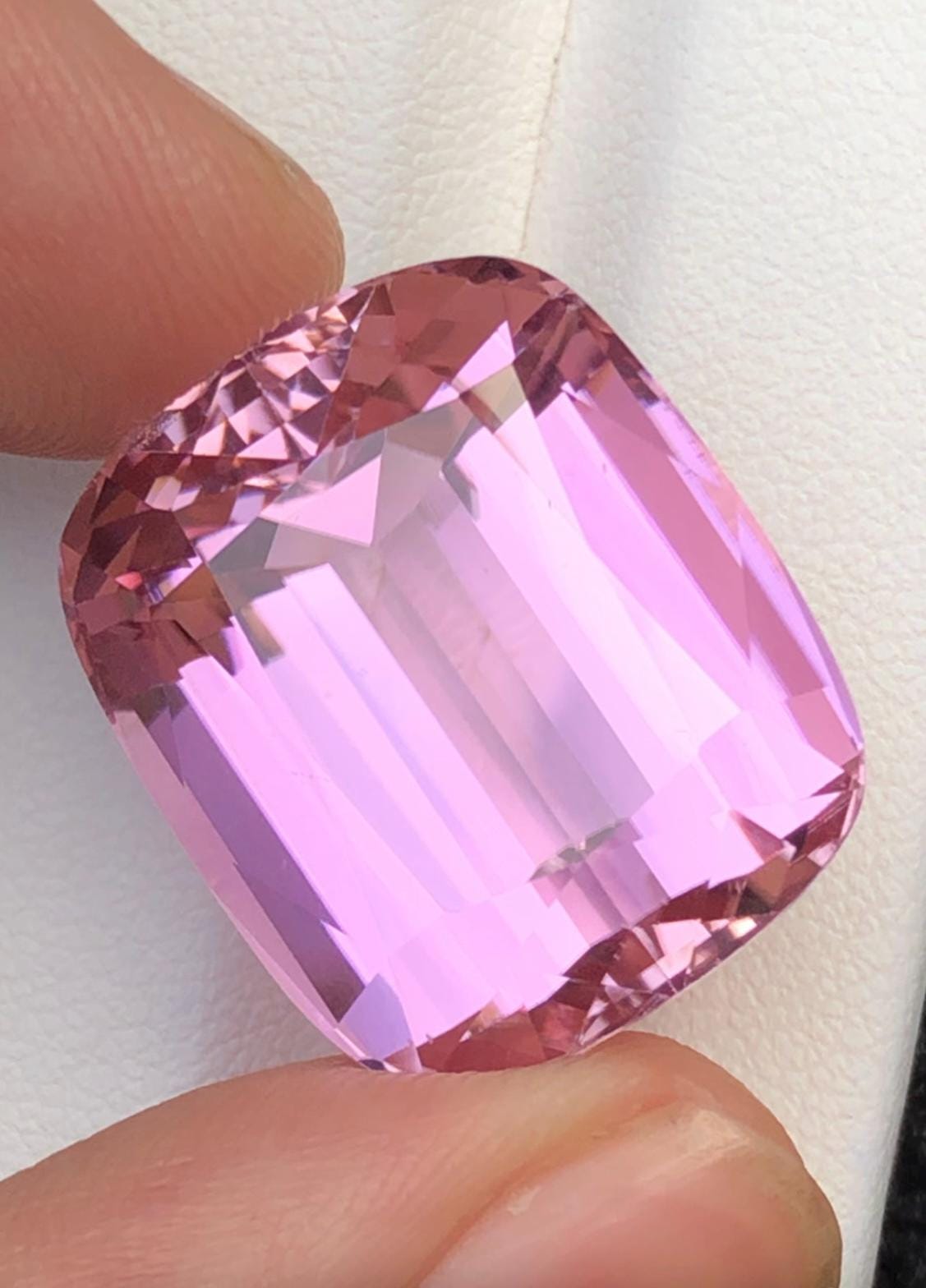 Pink Kunzite Gemstone: 41.70 carat Faceted Cushion Cut from Afghanistan