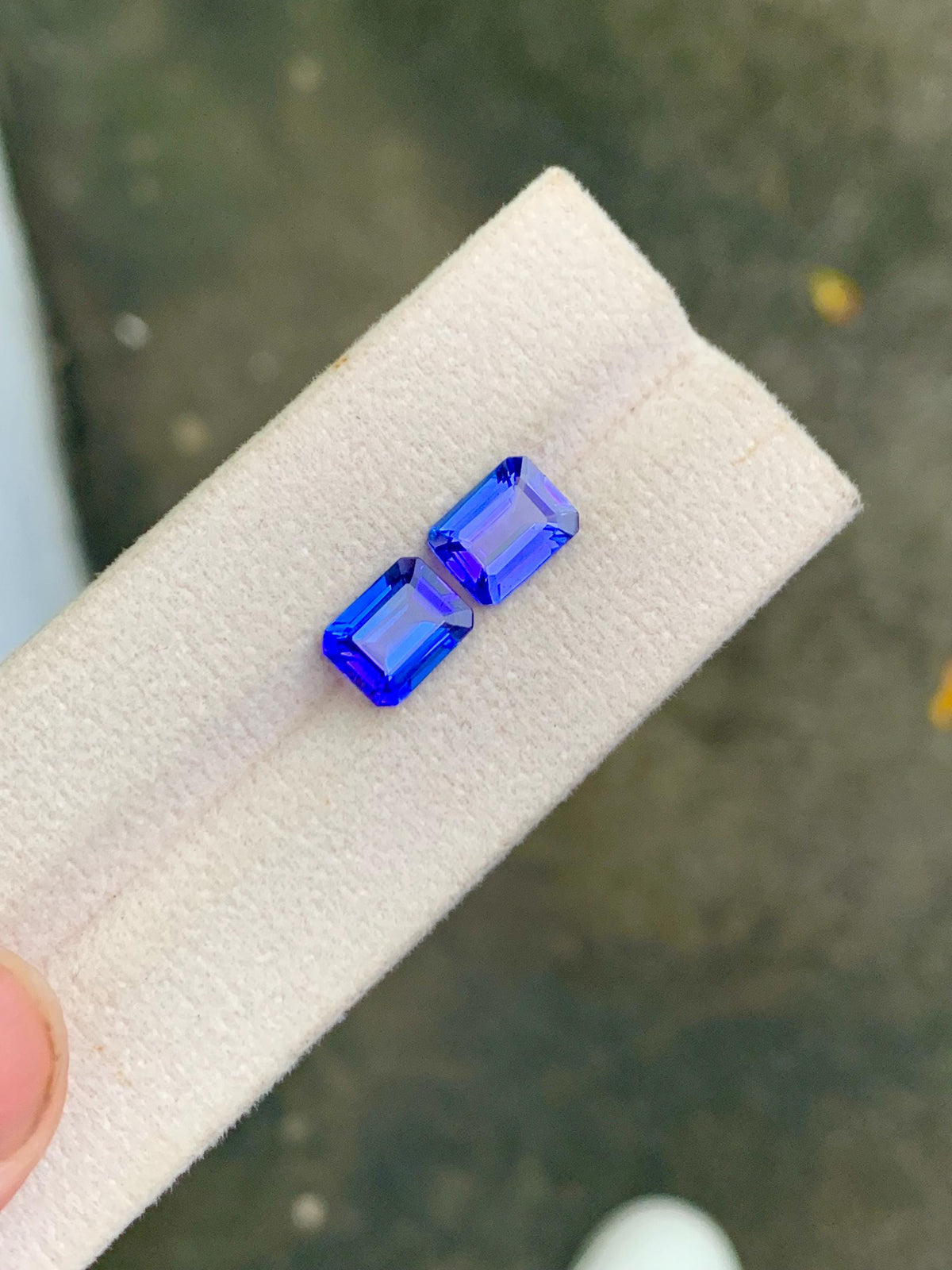 Emerald Cut Tanzanite Gemstone Pair: Natural Blue D Block, 4.79 Carat