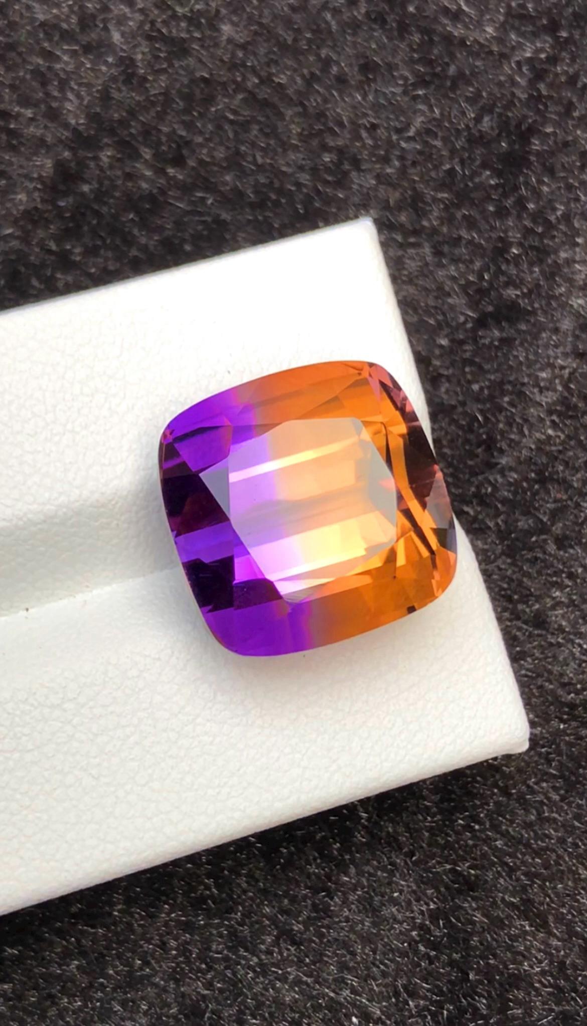 Bi-Color Ametrine 17.35 Ct Cushion Cut – Gemstone from Brazil