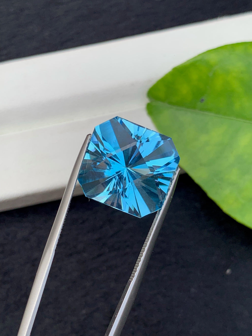 Swiss Blue Topaz Gemstone: 18 CT Fancy Asscher Cut, Loupe Clean