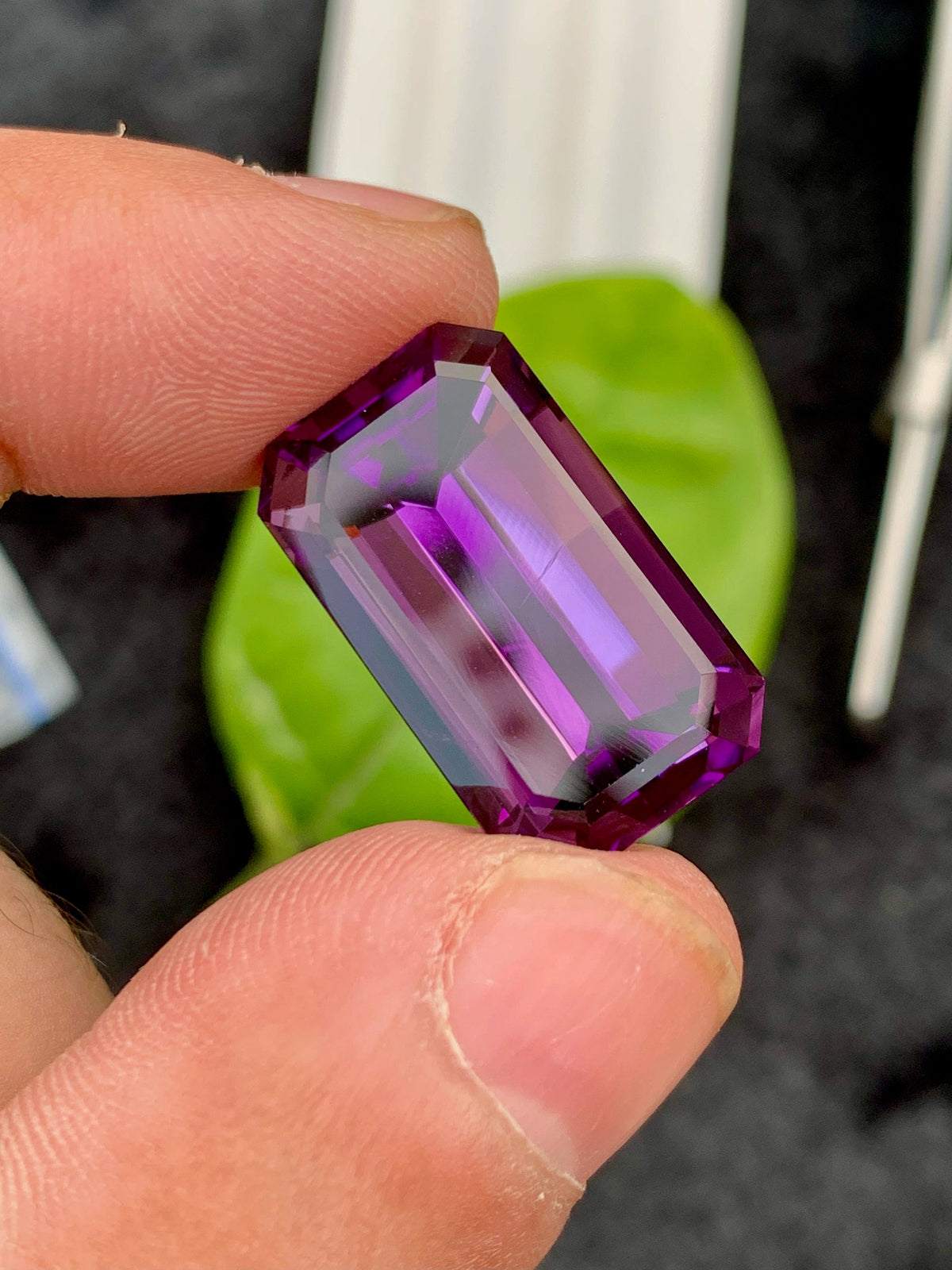 Emerald Cut Amethyst Gemstone: Deep Purple Loose Stone, 22.35 CT