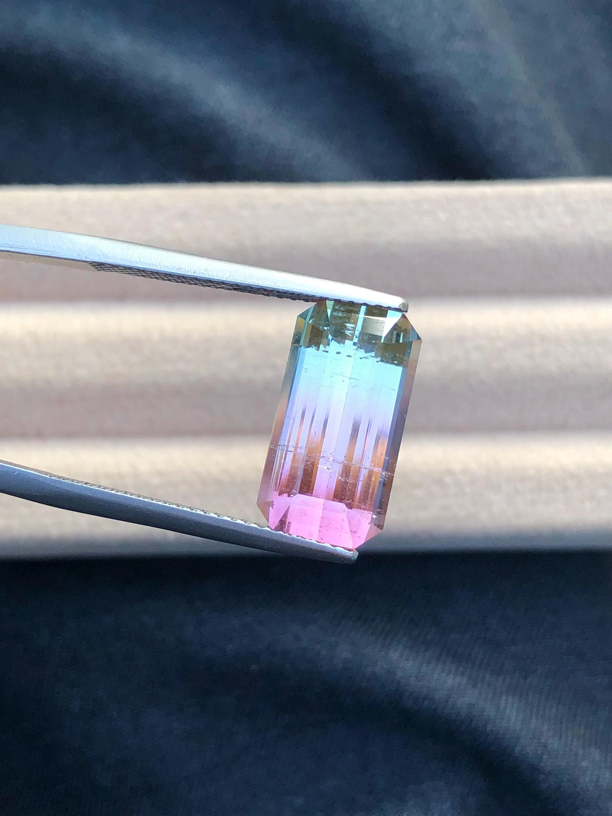 Emerald Cut Bi-Color Tourmaline Gemstone: 6.90 CT, Afghanistan Origin