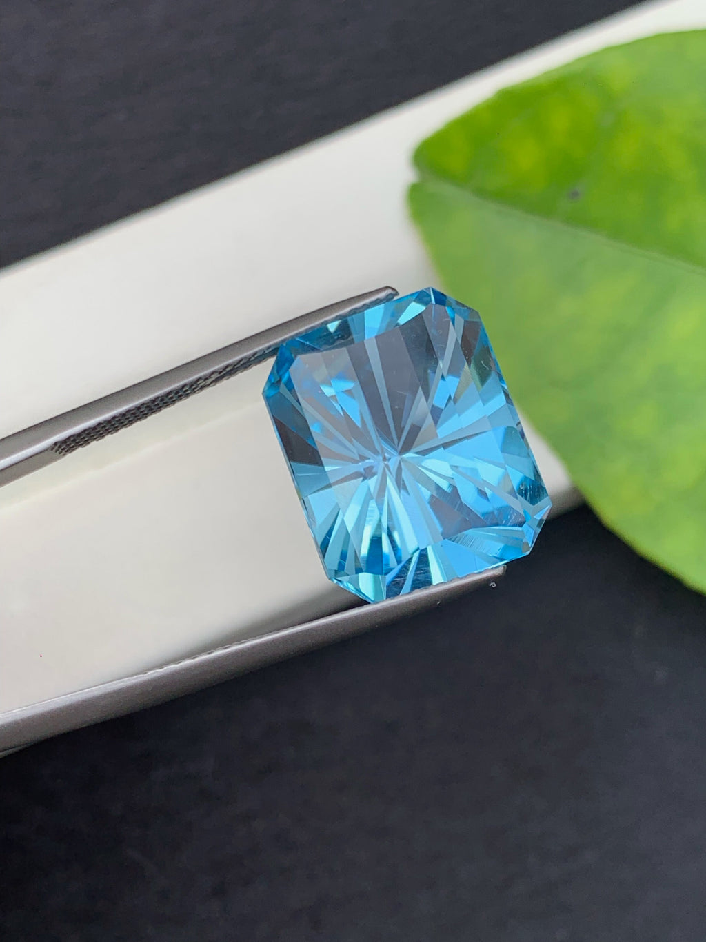 Swiss Blue Topaz Gemstone: 16.50 CT Emerald Cut, December Birthstone