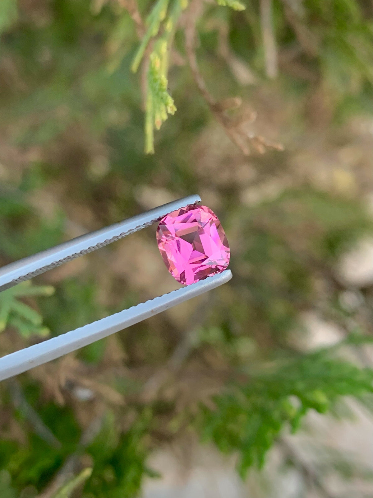 Natural Pink Tourmaline Gemstone: Faceted Cushion Cut, 1.70 CT