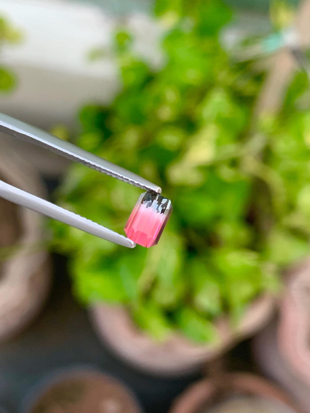 Emerald-Cut Bi-Color Tourmaline Gemstone: Pink Jewelry Stone, 1.15 CT