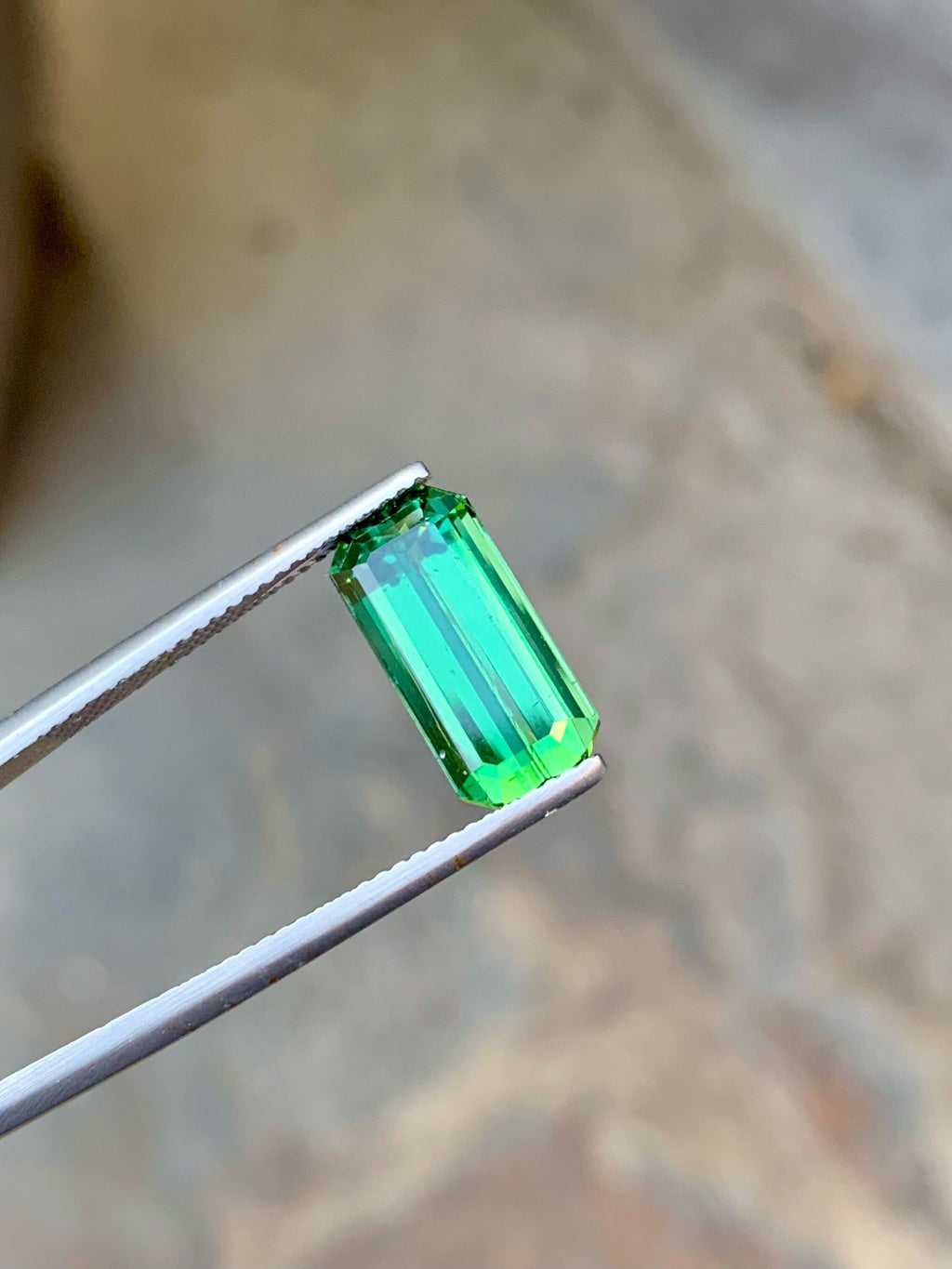 Bluish Green Tourmaline Gemstone: Emerald Cut, 5.10 CT Loose Elbaite Stone