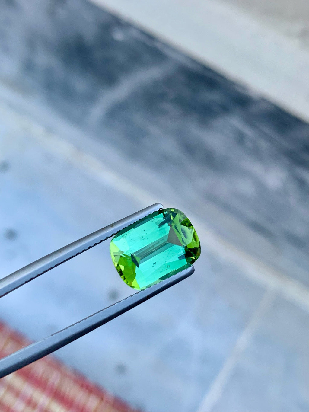 Natural Blue Green Tourmaline Gemstone For Ring Making , Cushion Cut Tourmaline Stone , 4.60 CT