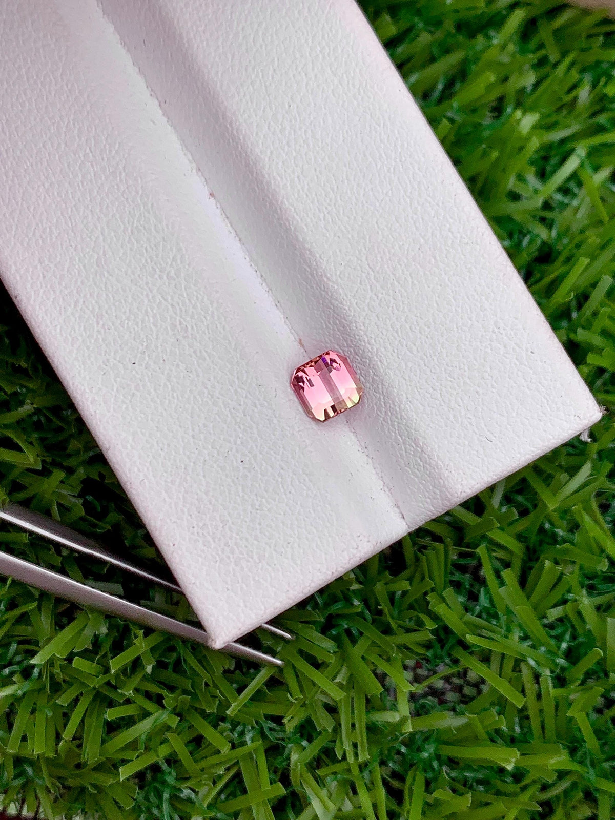 Bi-Color Tourmaline Gemstone: 0.75 CT Faceted Emerald Cut Stone