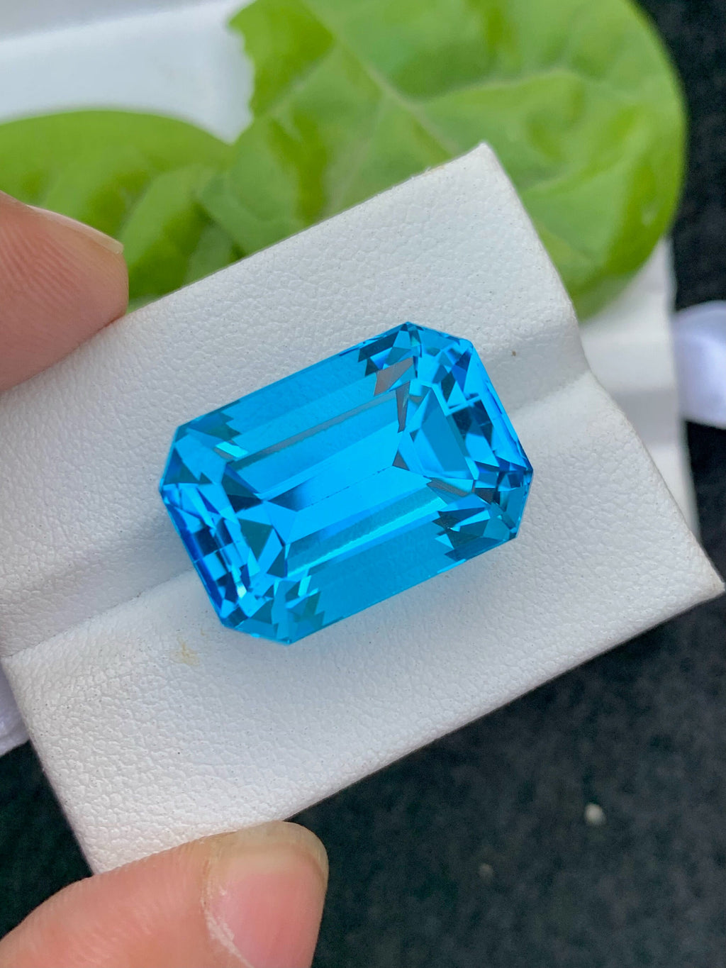 Swiss Blue Topaz Gemstone: 34.95 CT Emerald Cut, December Birthstone