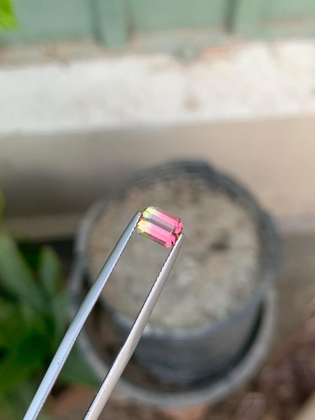 Emerald Cut Bi-Color Tourmaline Gemstone: Pink/Green, 1.30 CT