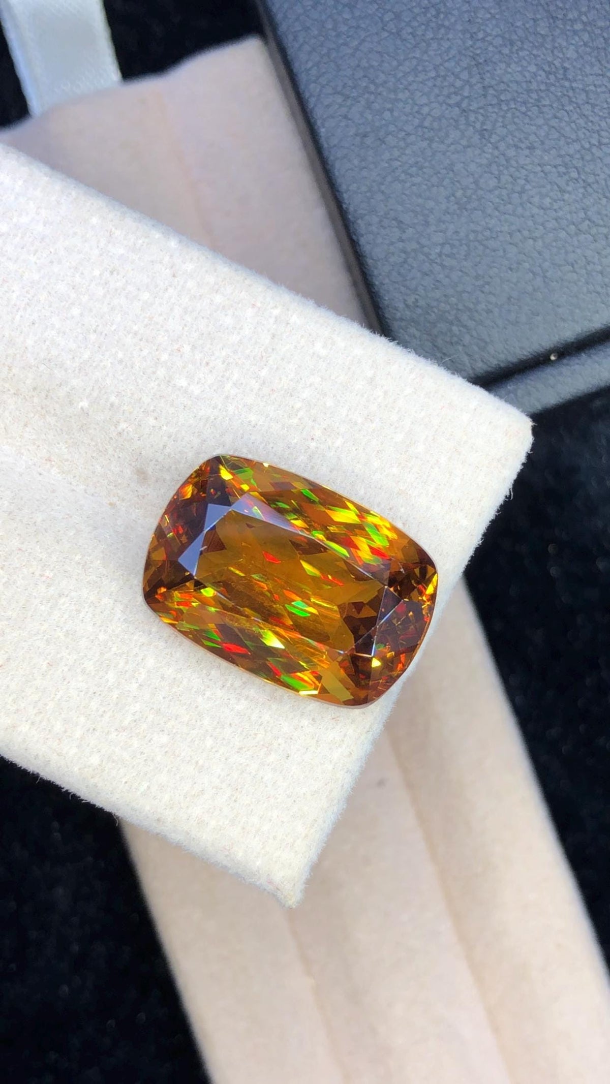 11.75 CT Cushion Cut Sphene Gemstone: Rare Trichroic Titanite, Zagi Mine