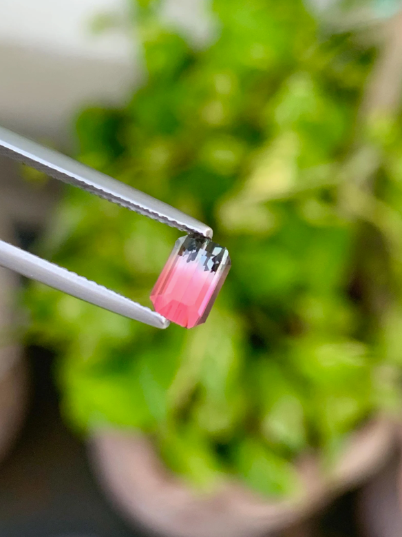 Pink Bi colour Tourmaline Gemstone, Emerald-Cut Eye Clean Clarity, Bi Color Tourmaline Cut Stone, Faceted Tourmaline Jewelry Making, 1.15 CT