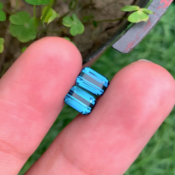 Ink Blue Tourmaline Stone pairFor Ring Making, Faceted Tourmaline Gemstone, 2.50 CT