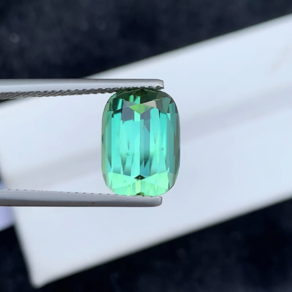 Mint Green Tourmaline Gemstone, cushion Cut Tourmaline Ring Stone, Natural Tourmaline Loose Gemstone, Faceted Tourmaline Cut Stone, 6.35 CT