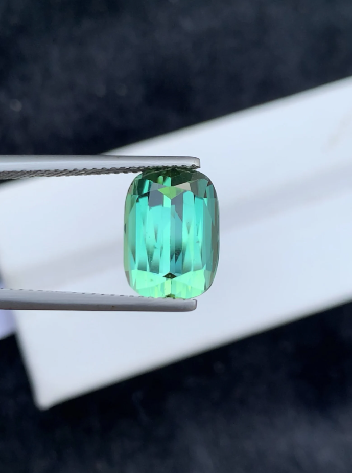 Mint Green Tourmaline Gemstone, cushion Cut Tourmaline Ring Stone, Natural Tourmaline Loose Gemstone, Faceted Tourmaline Cut Stone, 6.35 CT