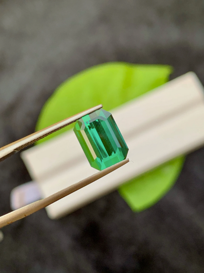 Forest Green Tourmaline, Emerald Cut Tourmaline Gemstones, Natural Tourmaline Fine Cut Stone, Jewelry Size Tourmaline, 3.95 CT