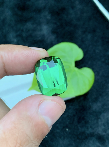 Flawless Tourmaline Natural Gem, Green Tourmaline Loose Gemstone, Faceted Tourmaline Gemstone, cushion Cut Tourmaline Stone For Ring,17.75CT