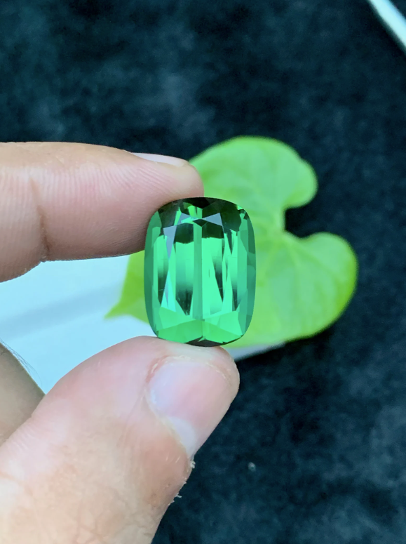 Flawless Tourmaline Natural Gem, Green Tourmaline Loose Gemstone, Faceted Tourmaline Gemstone, cushion Cut Tourmaline Stone For Ring,17.75CT