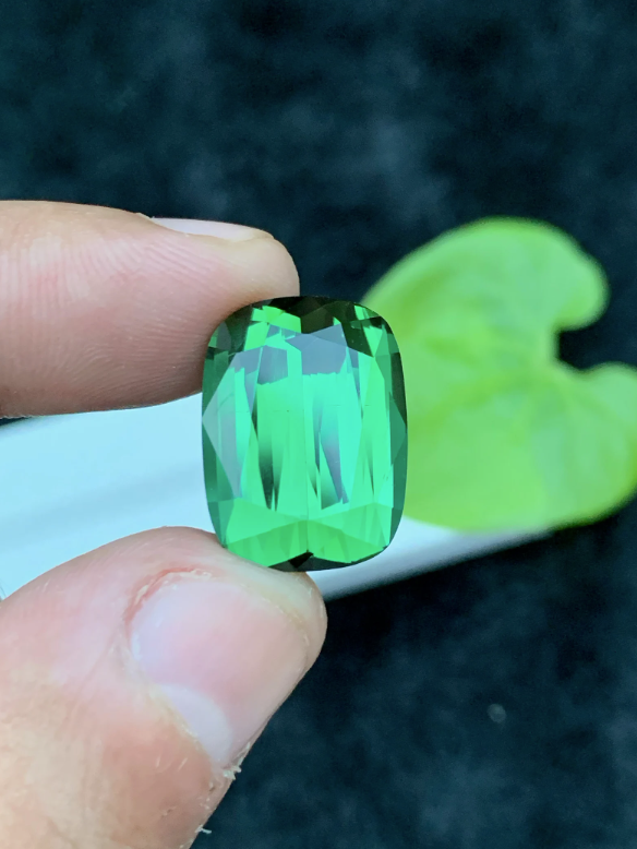 Flawless Tourmaline Natural Gem, Green Tourmaline Loose Gemstone, Faceted Tourmaline Gemstone, cushion Cut Tourmaline Stone For Ring,17.75CT