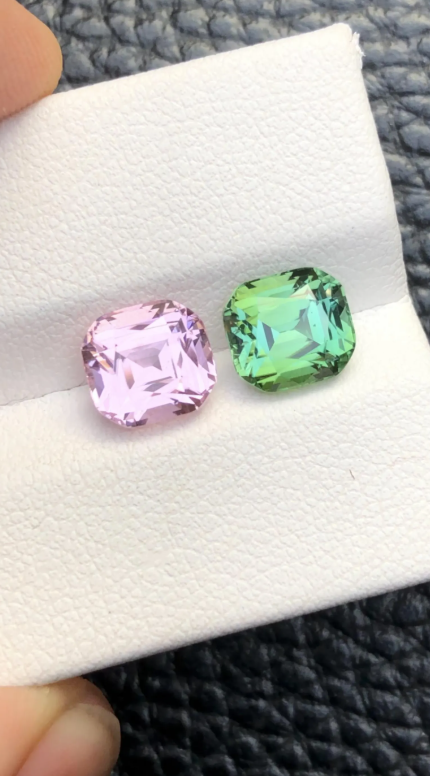 Natural Attractive Quality Reverse Tourmaline Pair Having An Excellent Combination Of Natural Baby Pink & Bluish-Green Colour