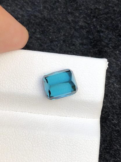 Lagoon Natural Tourmaline Gemstone For Sale , Cushion Cut lagoon Tourmaline Jewellery, Cushion Shape Ink Blue Tourmaline Ring 3.30 Carats