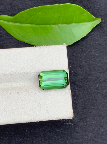 Tourmaline Gemstone Emerald Cut Tourmaline Loose Gemstone, Faceted Tourmaline Ring Stone, Bluish Green Tourmaline Stone, 3.57 CT