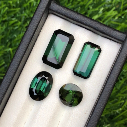 Natural Tourmaline Parcel Loose Gemstones Lot Moss Green Color Mixed Cut - 4 pieces - 20.5 Carats