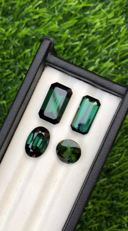 Natural Tourmaline Parcel Loose Gemstones Lot Moss Green Color Mixed Cut - 4 pieces - 20.5 Carats