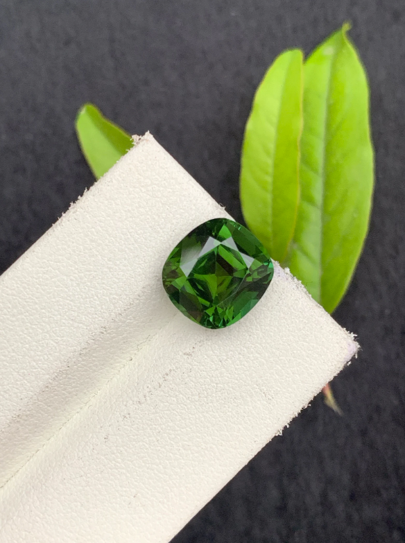 Natural Bottle Green colour Tourmaline, Flawless 5.90 CTS Cut Tourmaline, Custom Cushion Cut, Origin Afghanistan