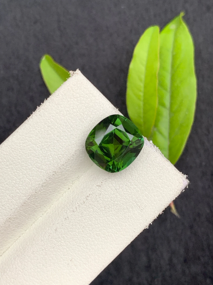 Natural Bottle Green colour Tourmaline, Flawless 5.90 CTS Cut Tourmaline, Custom Cushion Cut, Origin Afghanistan