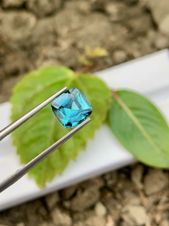 Natural Ink Blue Tourmaline Gemstone For Ring Making , Cushion Cut Blue Tourmaline , 1.70 Cts