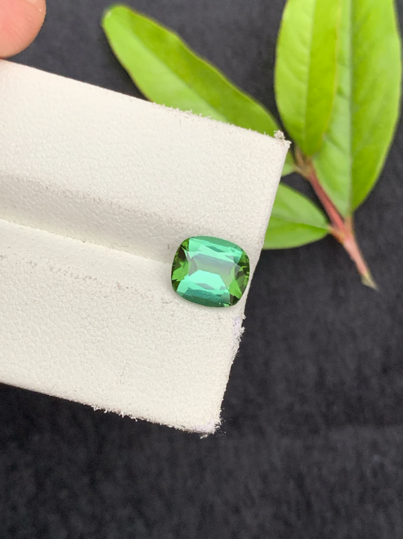 Bluish Green Tourmaline Gemstone For Sale , Cushion Cut Blue Green Tourmaline , 08| 07| 05 MM