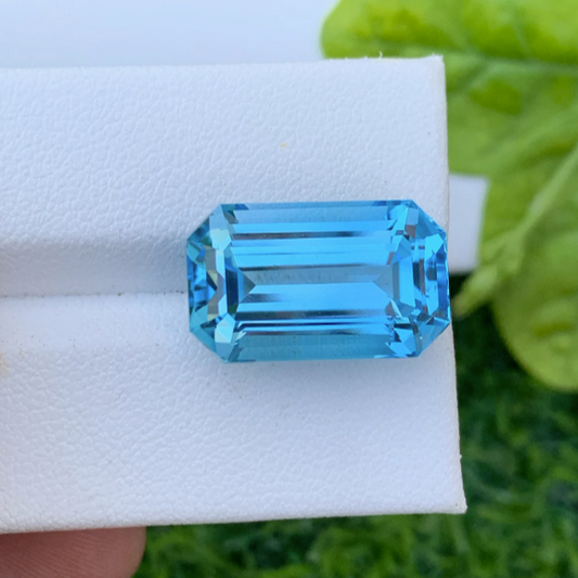 Swiss Blue Topaz Natural Gemstone Emerald Cut Loose Topaz Gemstone Flawless Topaz Stone Necklace Jewelry Making December Birthstone ,17.10CT