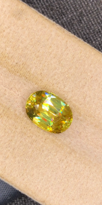 2.83ct Natural Fire Sphene Gemstone – AAA Grade Oval Cut Titanite from Skardu Pakistan – Loose Faceted Gem for Ring or Jewelry