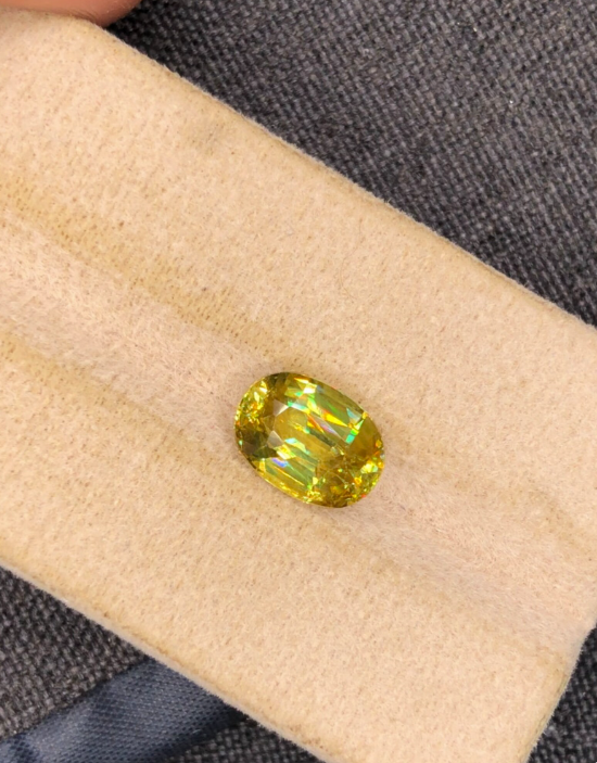 2.83ct Natural Fire Sphene Gemstone – AAA Grade Oval Cut Titanite from Skardu Pakistan – Loose Faceted Gem for Ring or Jewelry