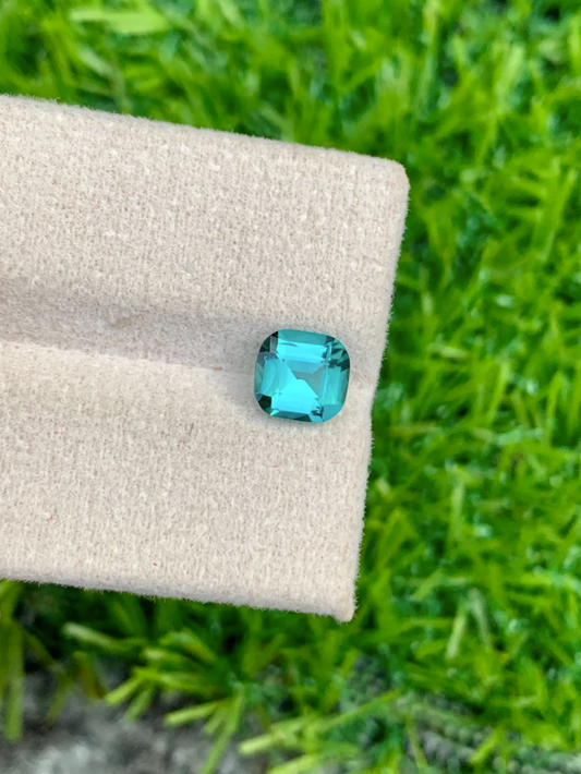 1.25ct Blue Lagoon Tourmaline – Natural Cushion Cut Gemstone from Afghanistan