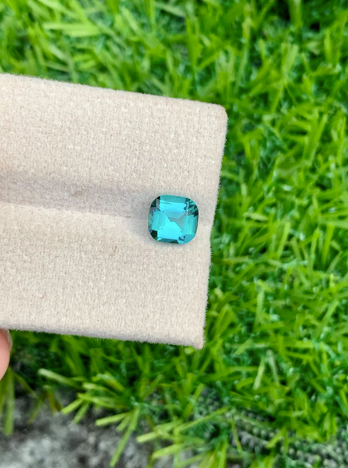 1.25ct Blue Lagoon Tourmaline – Natural Cushion Cut Gemstone from Afghanistan