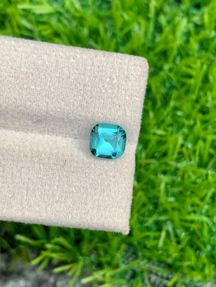 1.25ct Blue Lagoon Tourmaline – Natural Cushion Cut Gemstone from Afghanistan